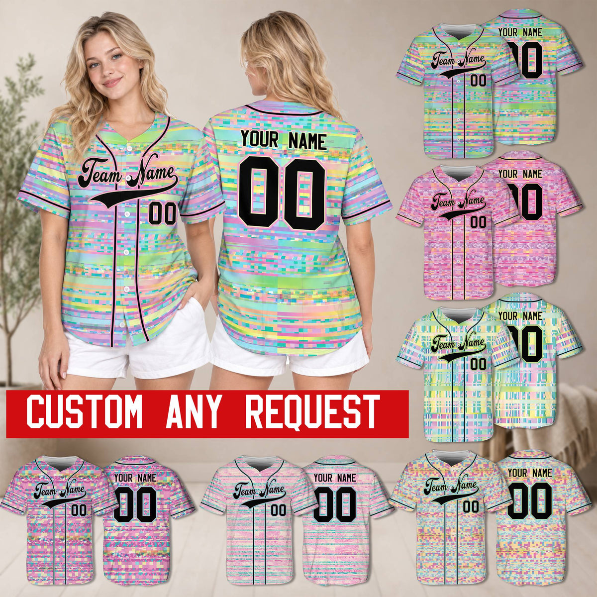 Lifestyle view of someone wearing the personalized retro baseball jersey