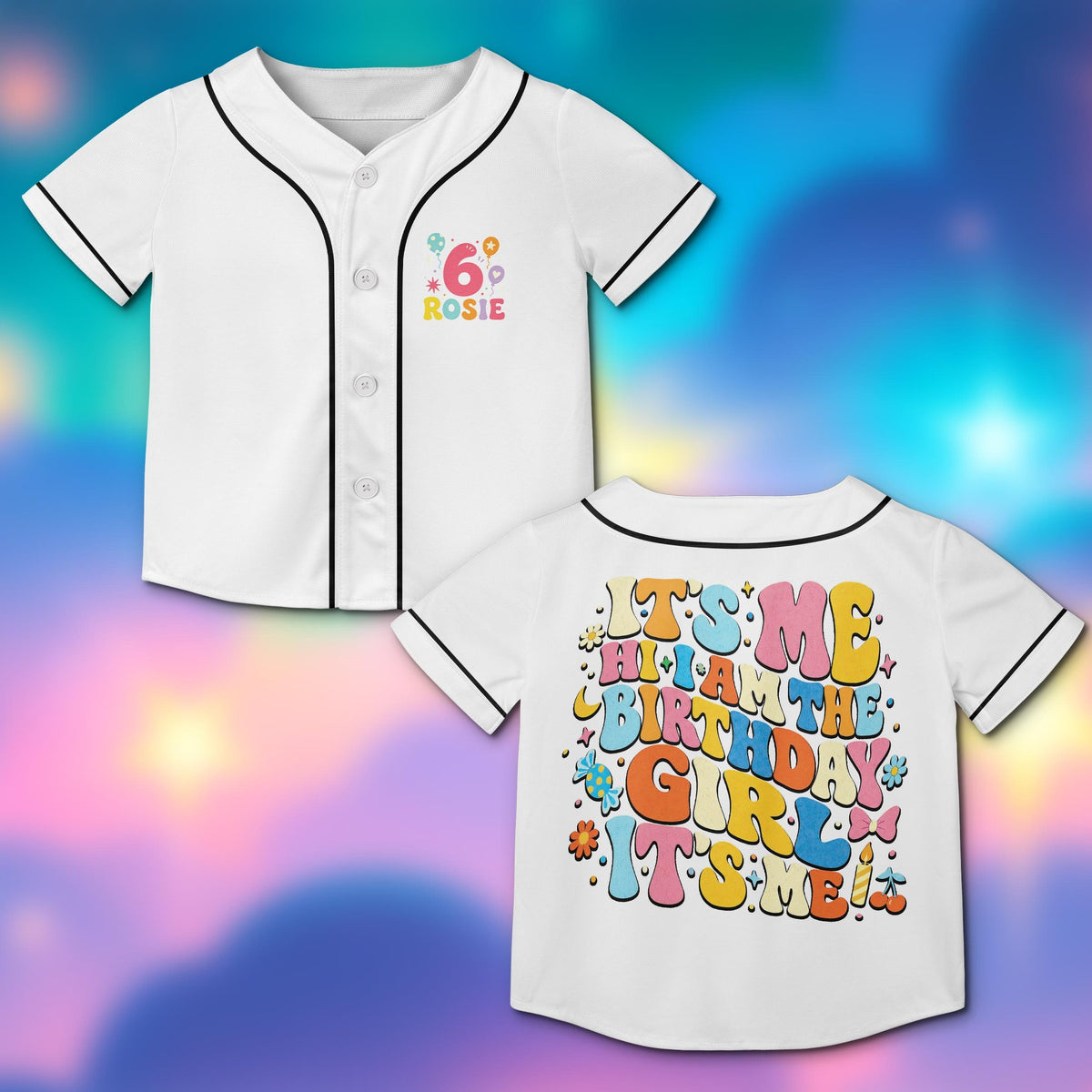 Personalized white retro baseball jersey with custom name and number, front view