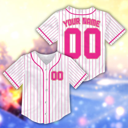Front view of the personalized baseball jersey highlighting the classic piping details