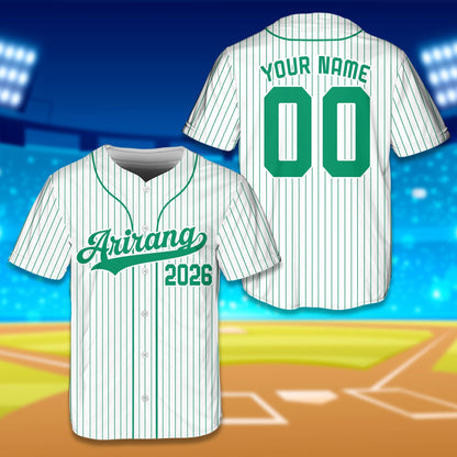 Front view of the white retro baseball jersey in white and orange