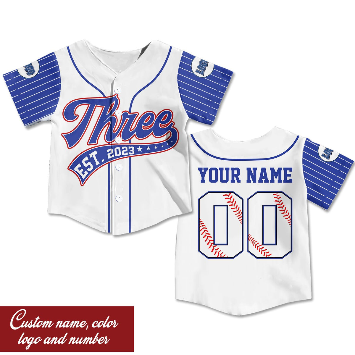 White retro baseball jersey, alternate front view