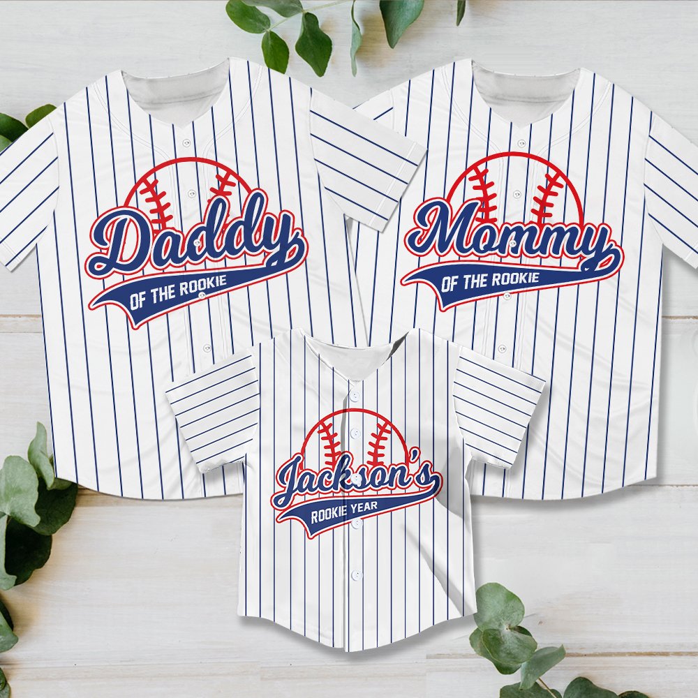 Alternative front view of the personalized rookie year baseball jersey
