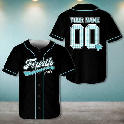 Close up front view of the custom baseball jersey highlighting the polyester material