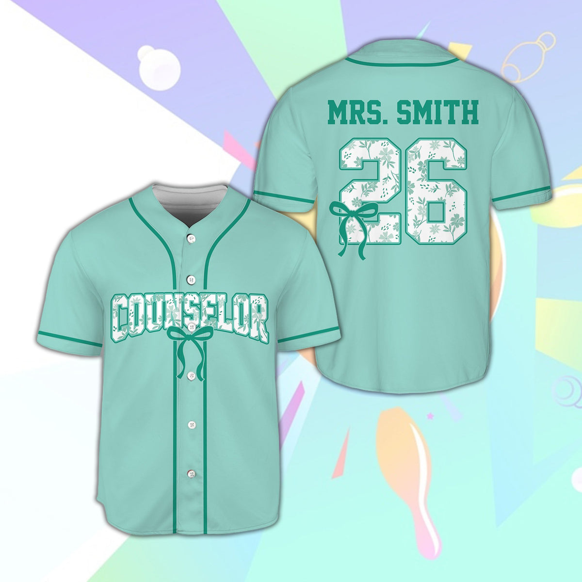 Mint green custom baseball jersey