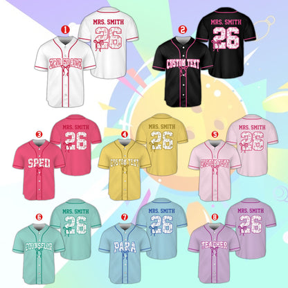 Multicolor personalized baseball jersey with custom name and number