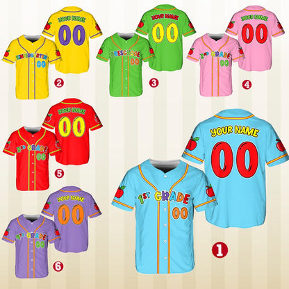 Multicolor school baseball jersey front view