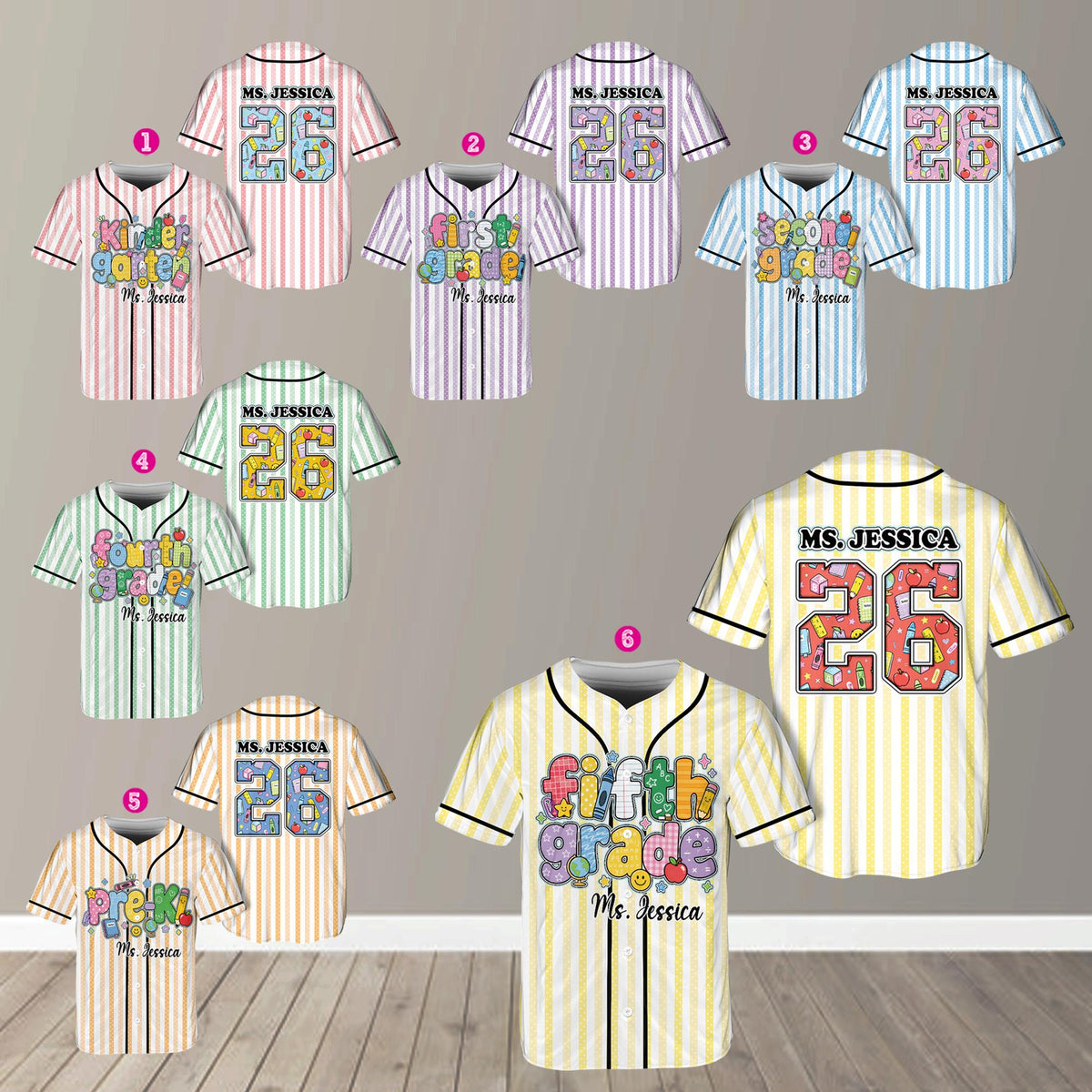 Back view of the personalized baseball jersey showing the custom name and number