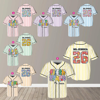 Back view of the personalized baseball jersey showing the custom name and number