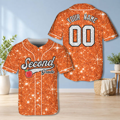 Personalized orange school baseball jersey for adults, front view