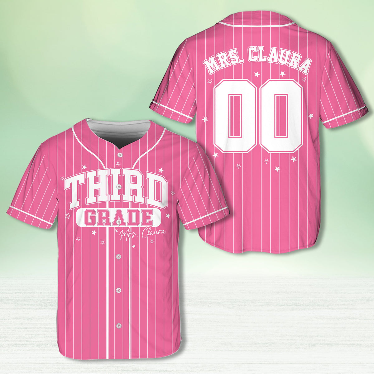 Additional view of the personalized school baseball jersey featuring custom name and number