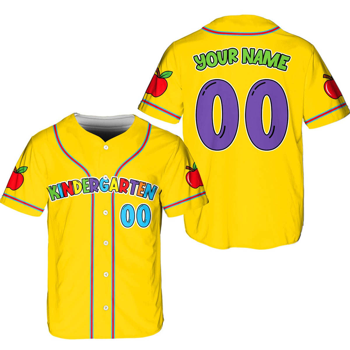 Yellow school baseball jersey front view