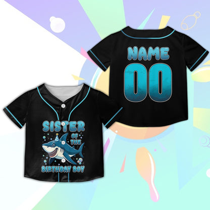 Another front view of the custom family shark birthday jersey