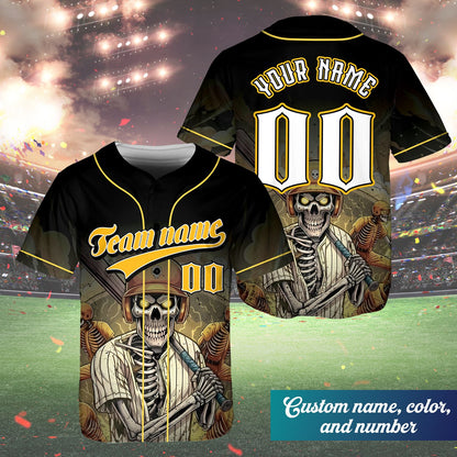 Detailed view of the black, green, and white illustration on the personalized baseball jersey