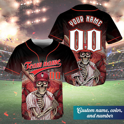 Front layout of the adult skeleton illustration baseball jersey