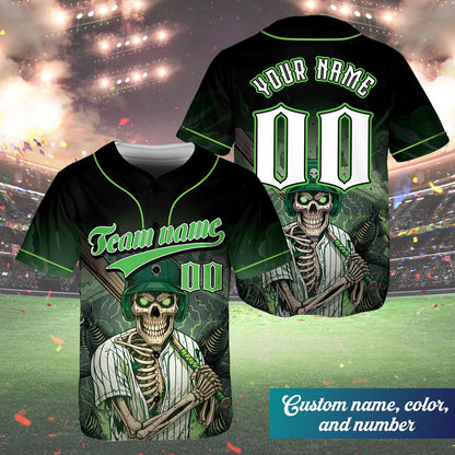 Polyester fabric detail of the personalized black skeleton baseball jersey