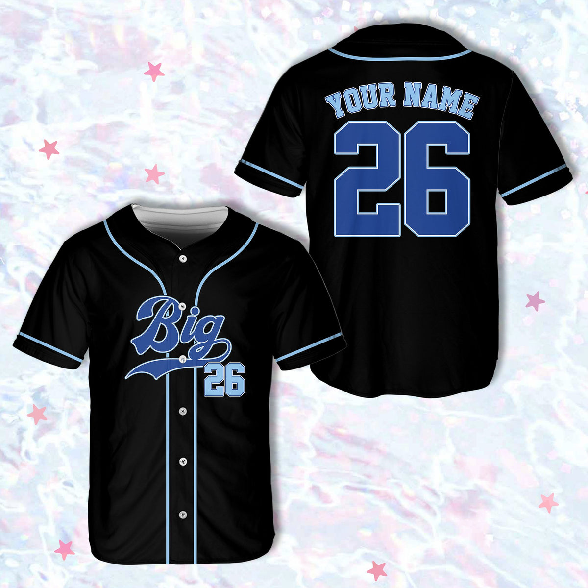 Black sorority baseball jersey with classic script styling
