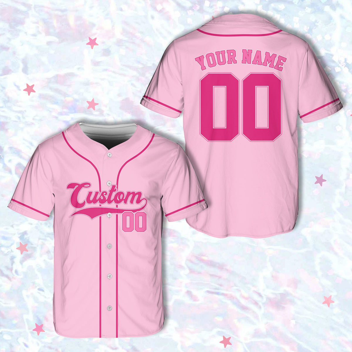 Pink personalized baseball jersey showcasing sorority script