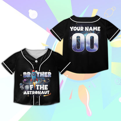 Black space astronaut baseball jersey showing Moma family role, front view