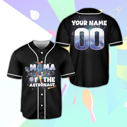 Black space astronaut baseball jersey showing Sister family role, front view