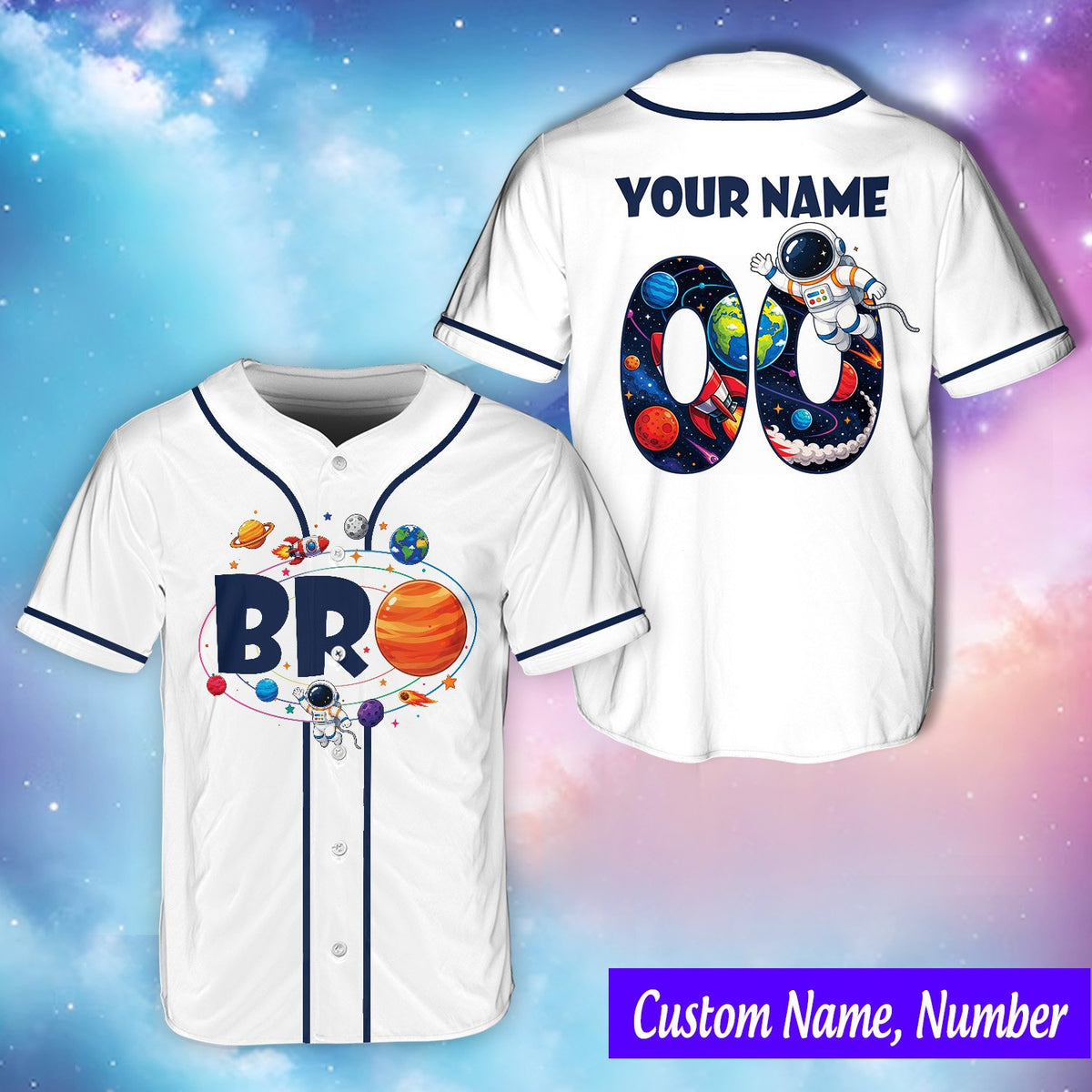 Side lifestyle view of the custom name and number baseball jersey