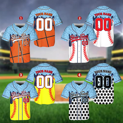 Back of custom name and number baseball jersey