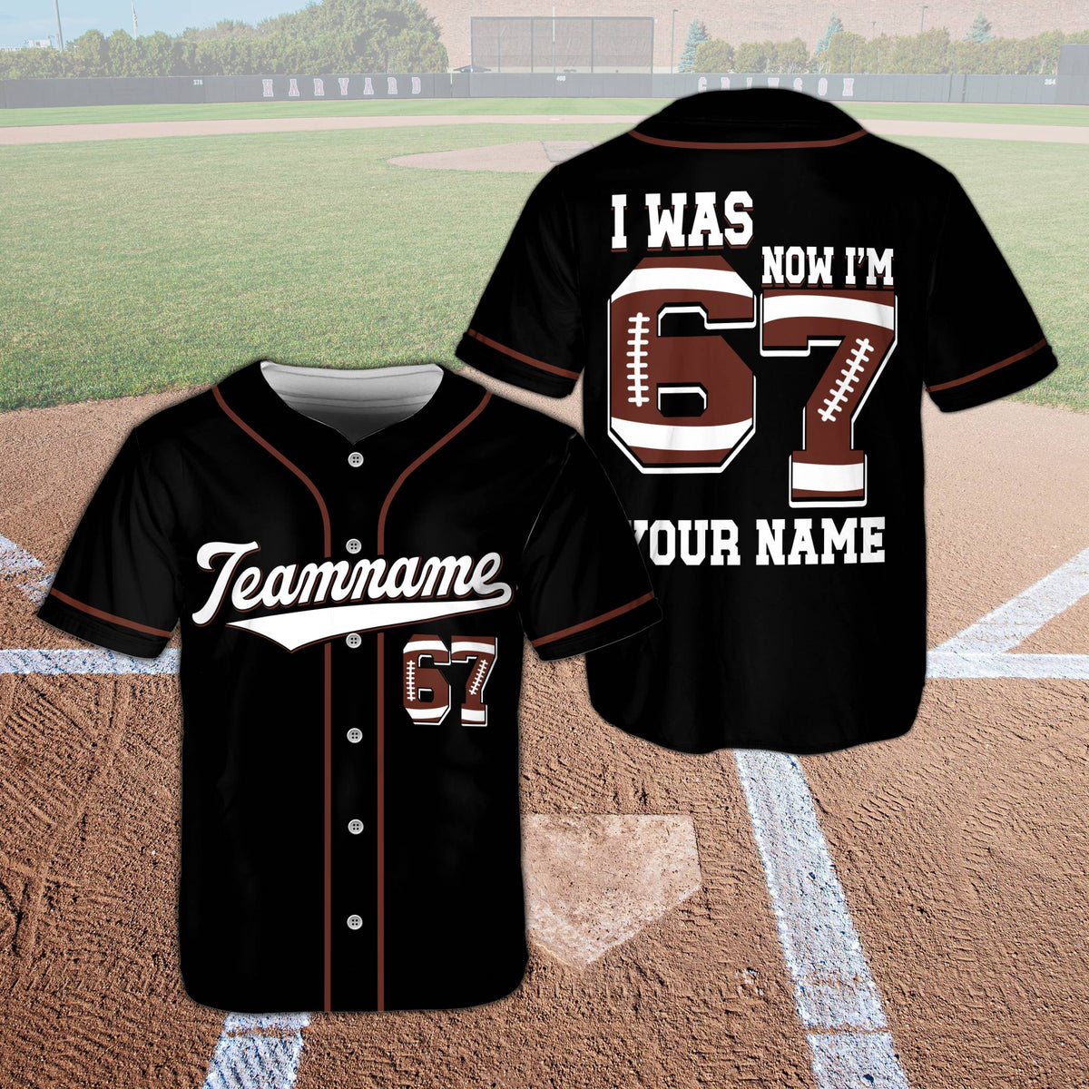Alternative front view of the birthday baseball jersey