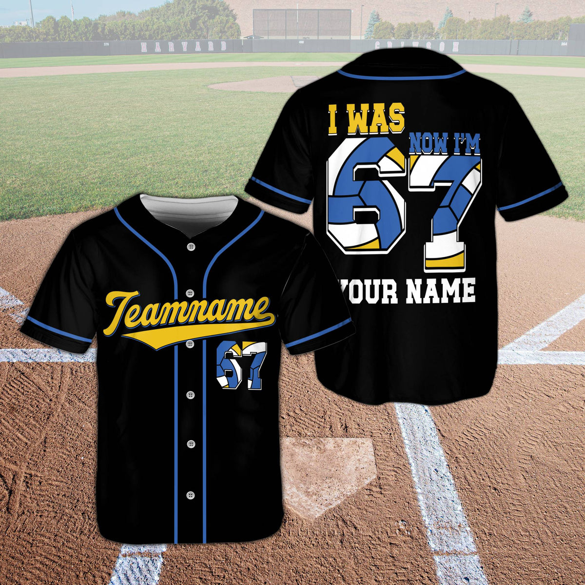 Front angle of the personalized baseball jersey custom name and number