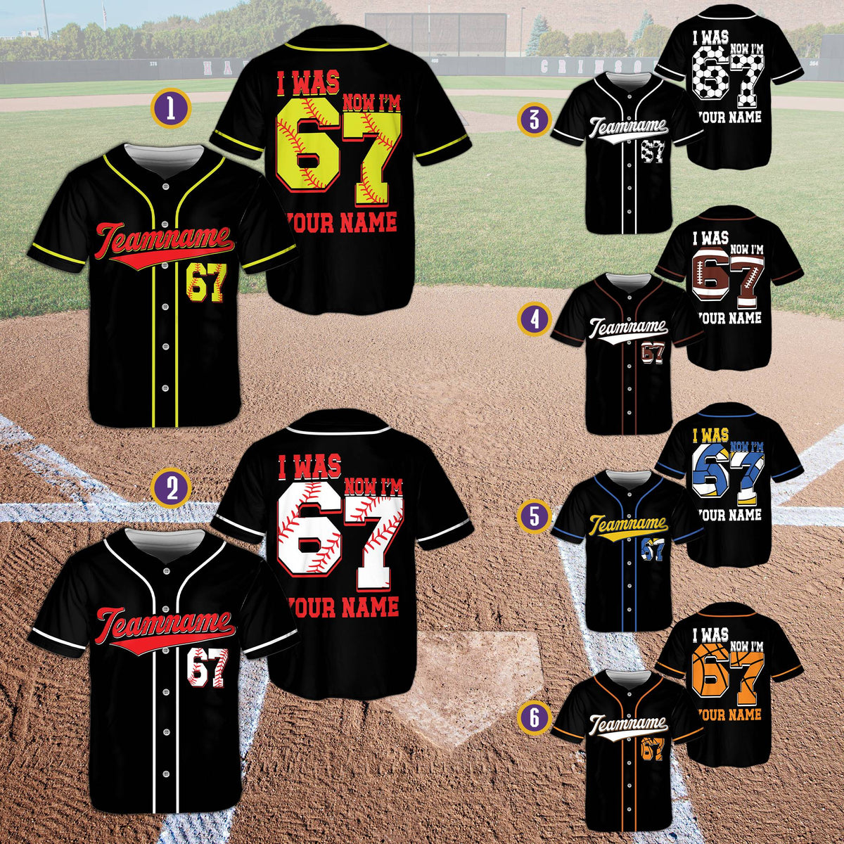Close up front view of the sports birthday baseball jersey