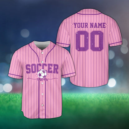 Pink personalized baseball jersey with pinstripes, front view