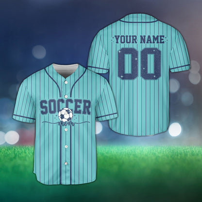 Teal sports baseball jersey for soccer moms, front view