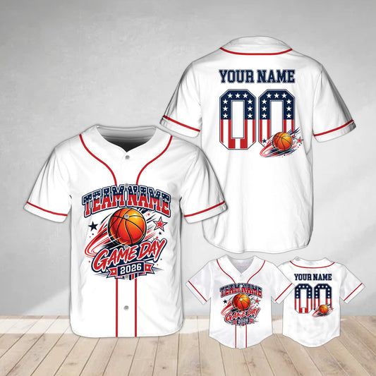 Personalized white sports baseball jersey with custom name and number, main view