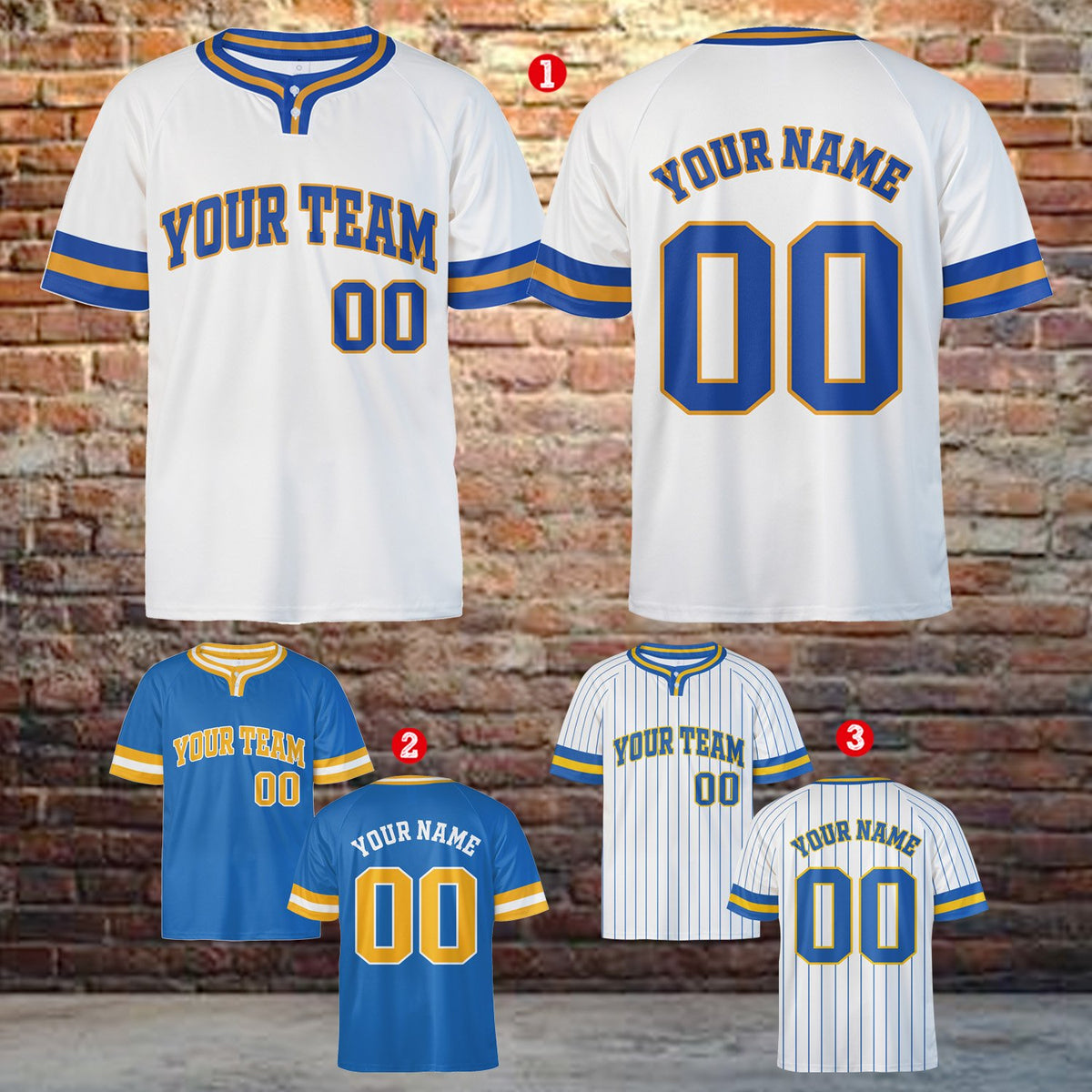 Close up front detail of the custom baseball jersey