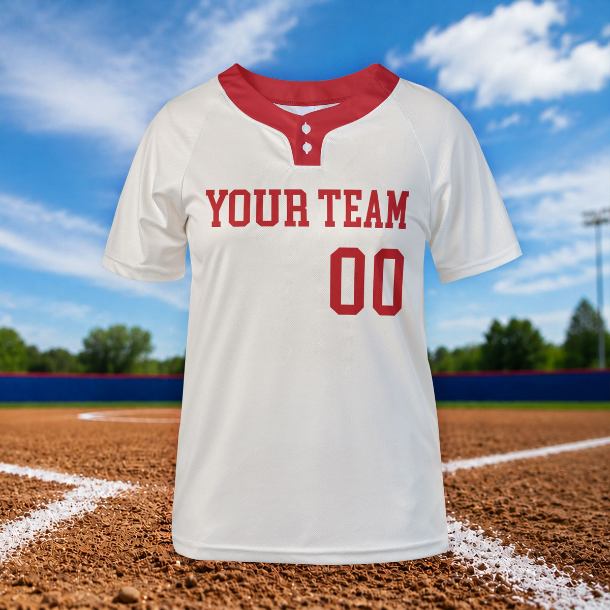 Second front view of custom white baseball jersey