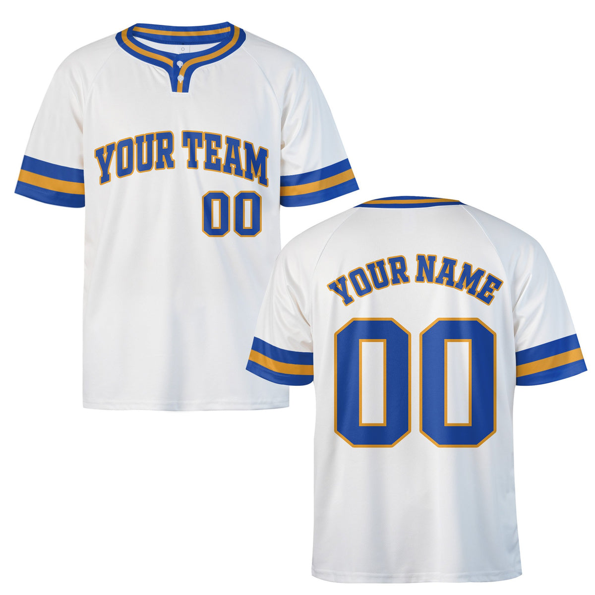 Front view of custom sports baseball jersey