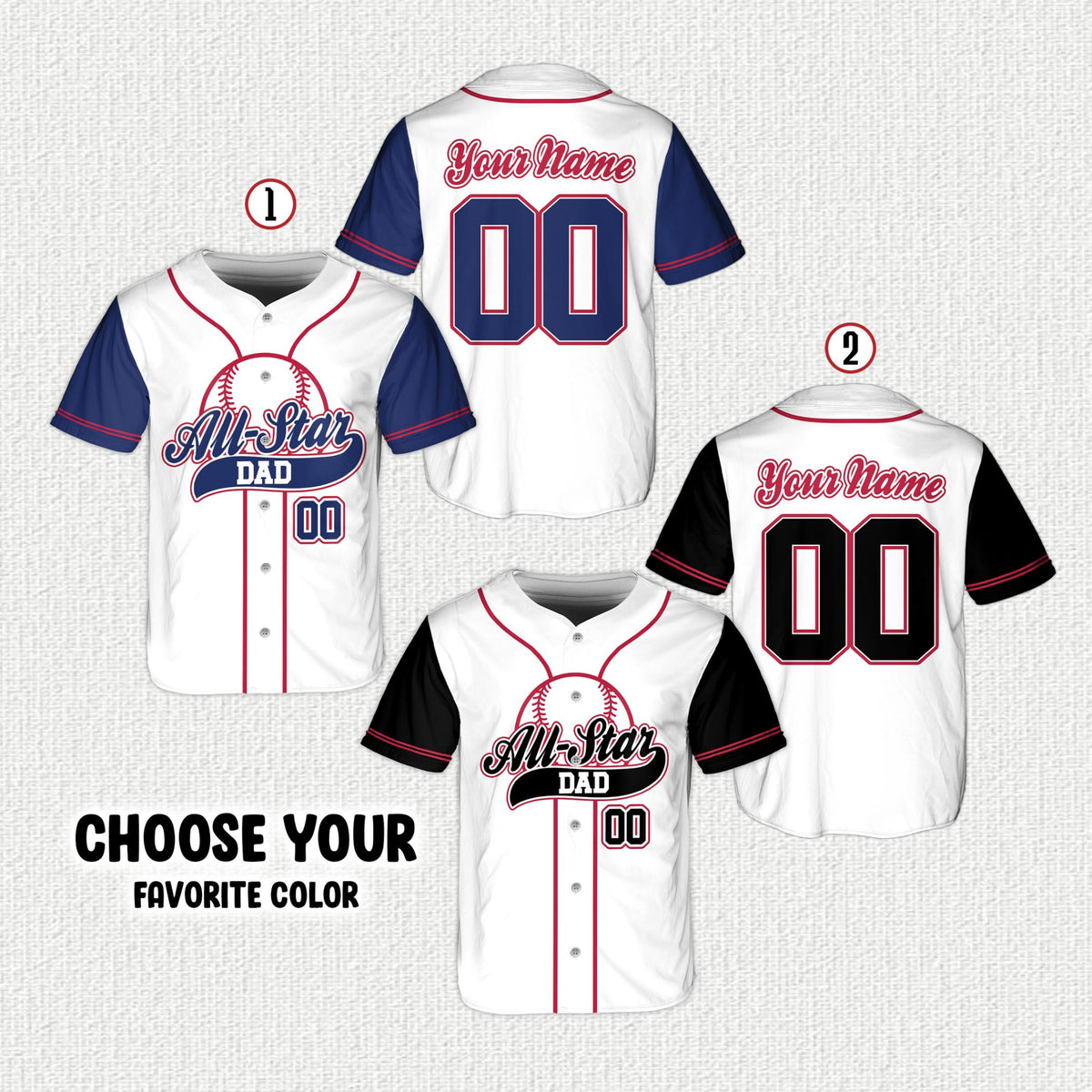 Group wearing matching personalized family baseball jerseys