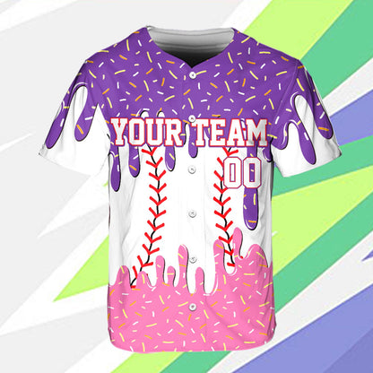 Personalized sprinkles baseball jersey, purple tone view