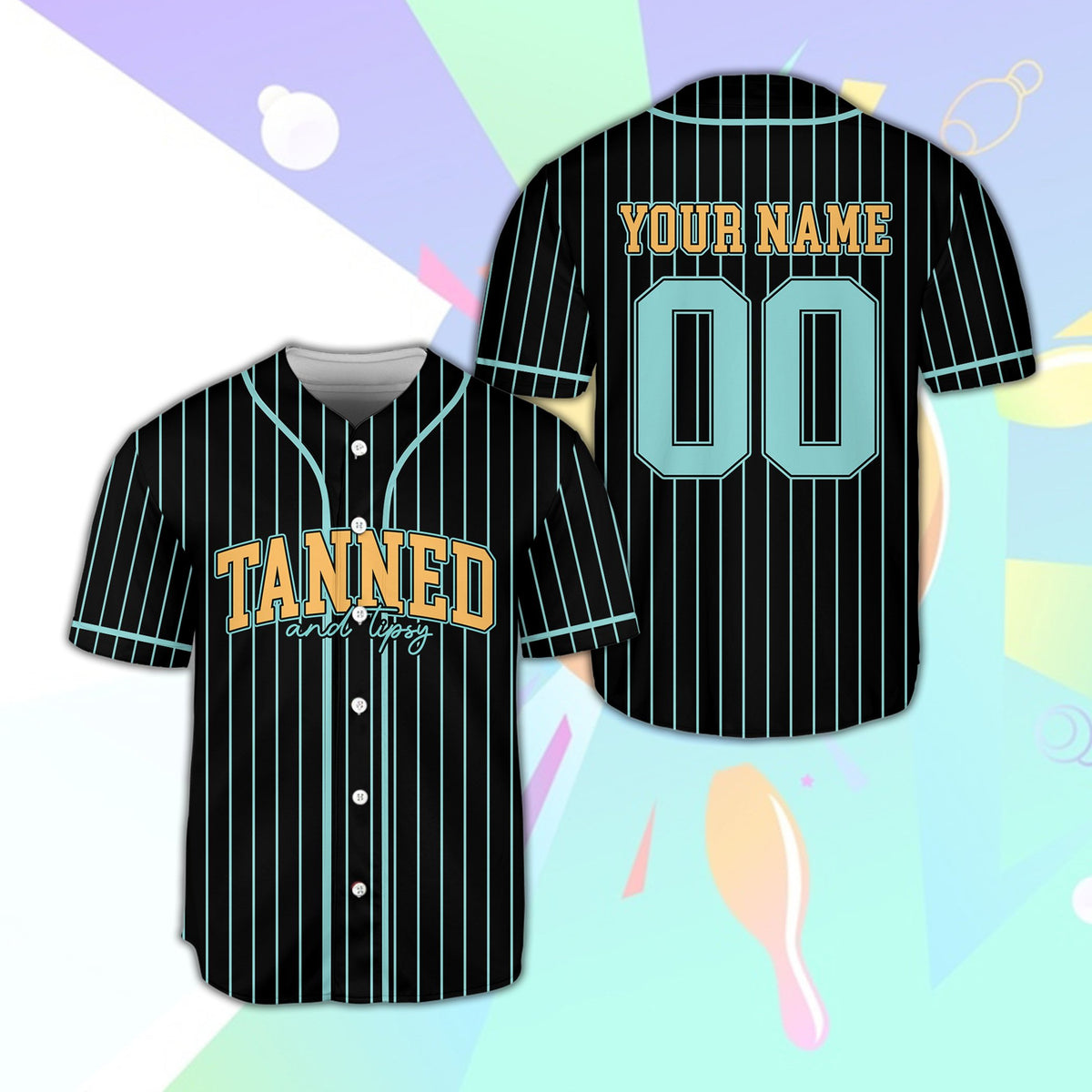 Black vacation baseball jersey, front view