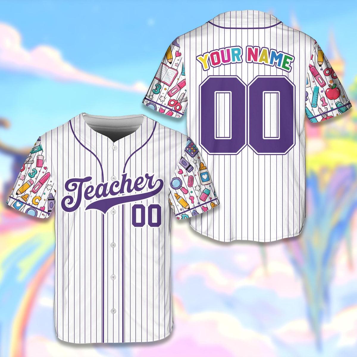 Full front view of the personalized baseball jersey