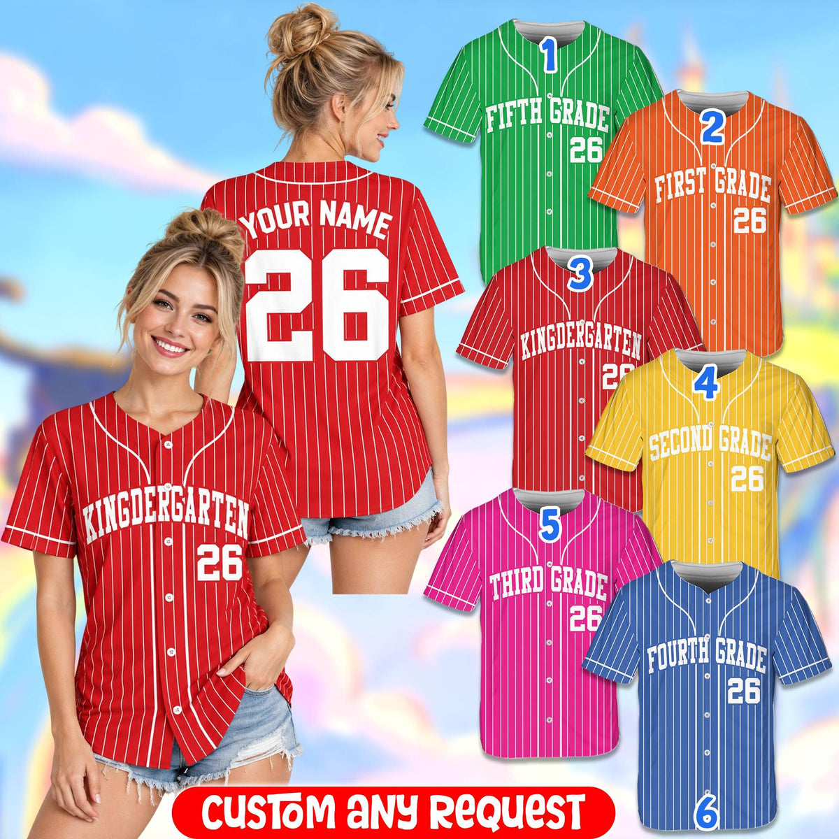 Additional view of the personalized teacher baseball jersey design