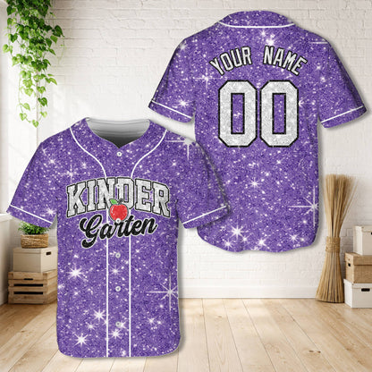 Purple custom baseball jersey for teachers, front view