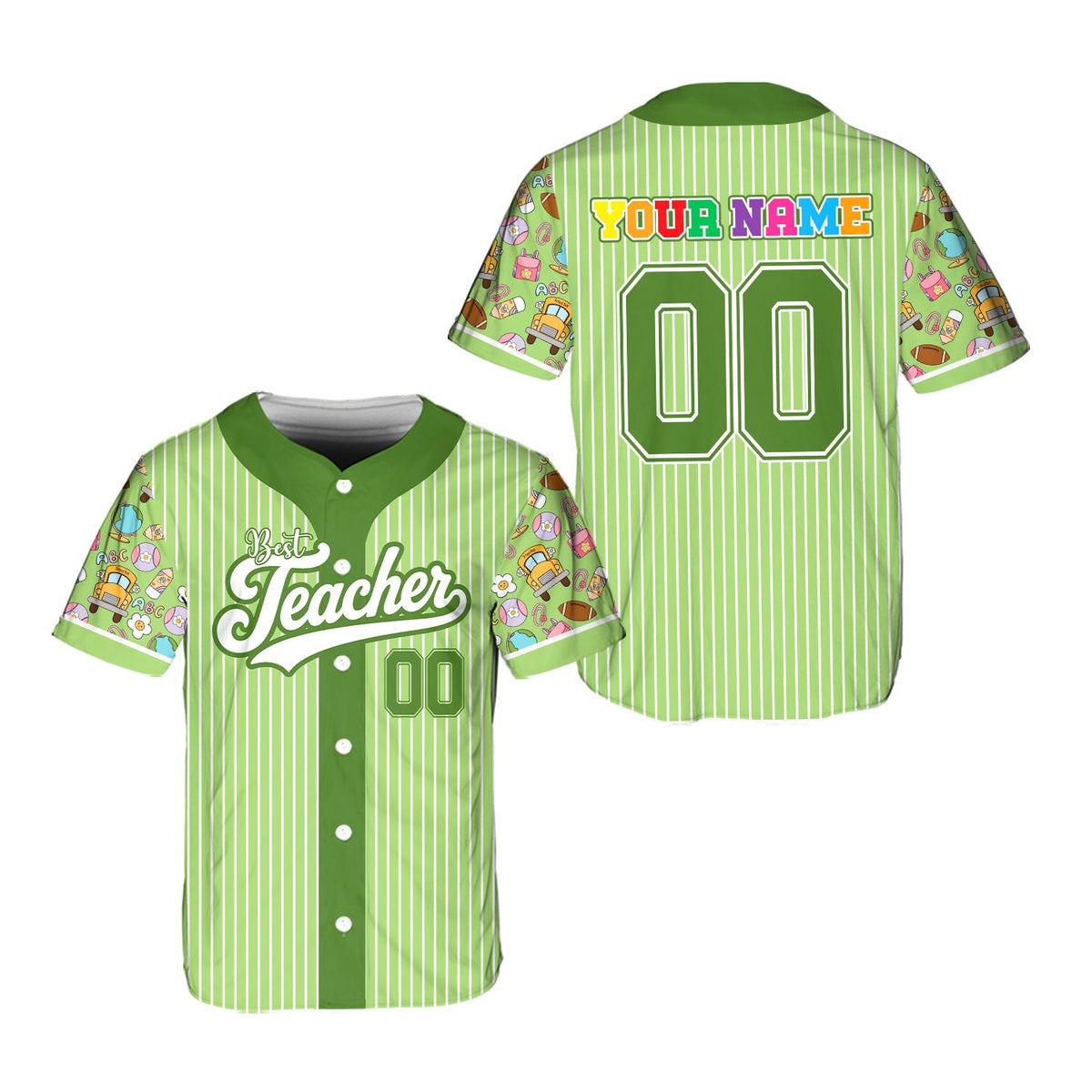 Front view of purple custom baseball jersey for teachers