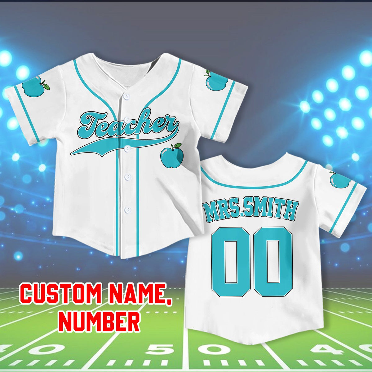 Teacher baseball jersey casual style view