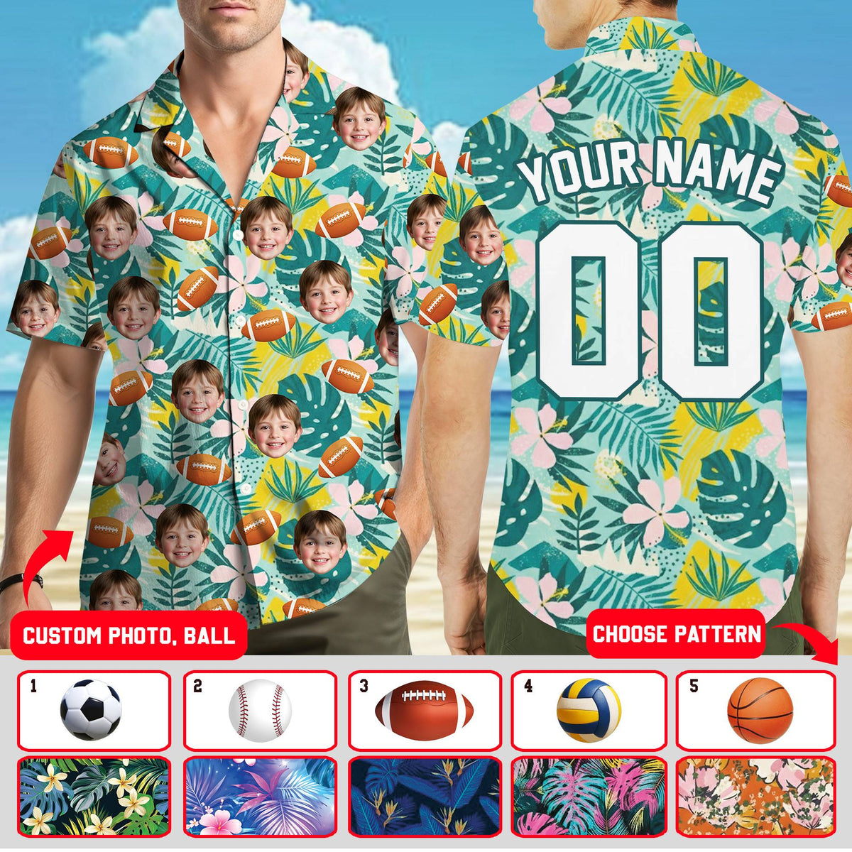 Detailed front view showing custom photos on the baseball jersey