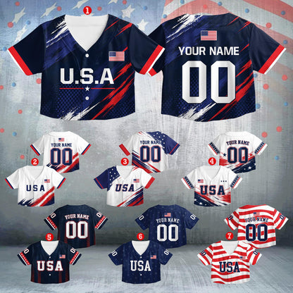 Side view of the custom name and number baseball jersey