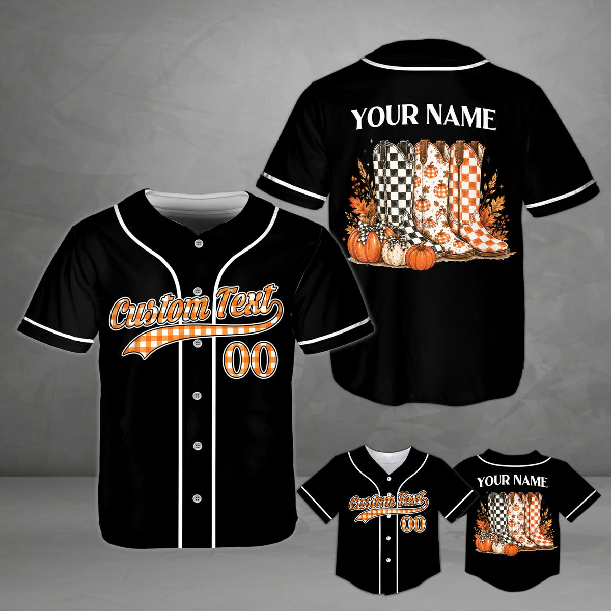Personalized western fall baseball jersey with custom name and number, main view