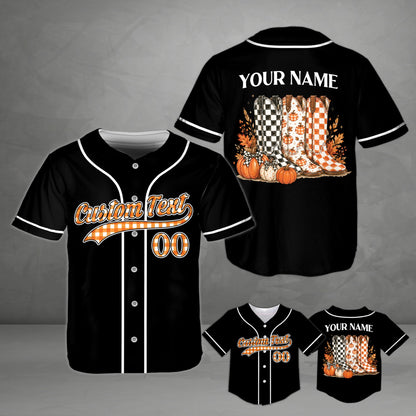 Personalized western fall baseball jersey with custom name and number, main view