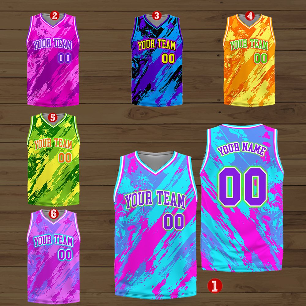 Multicolor abstract basketball jersey design detail