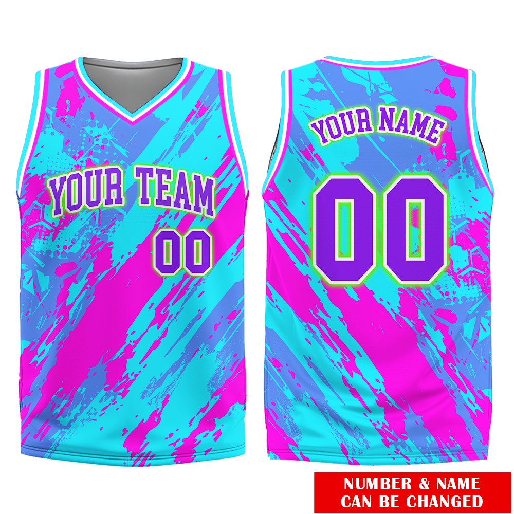 Multicolor abstract basketball jersey personalized front