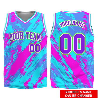 Multicolor abstract basketball jersey personalized front
