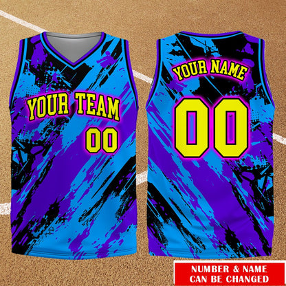 Multicolor abstract basketball jersey lifestyle view